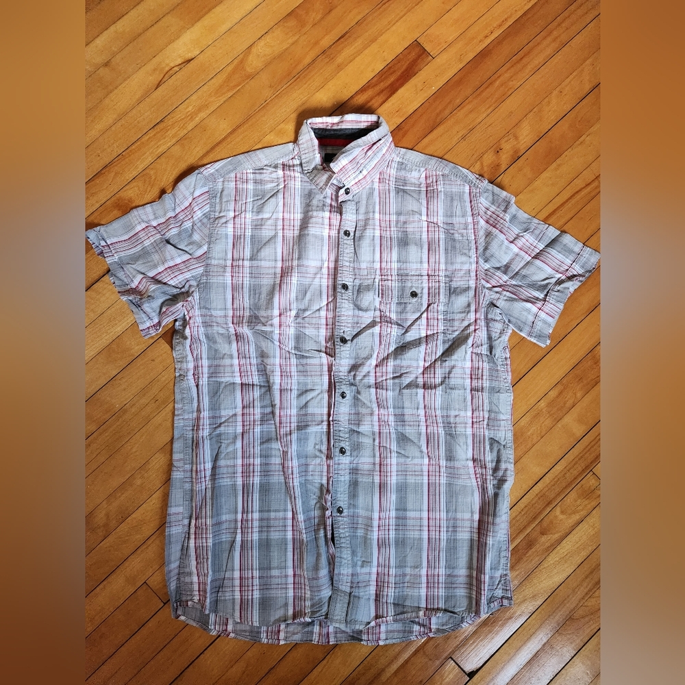 Plaid button up, size L